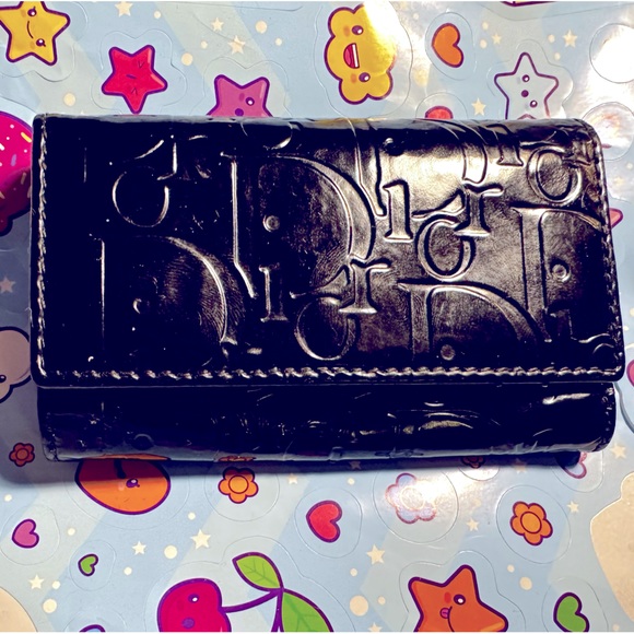 DIOR - Christian Dior Black Patent Leather Trotter Key Card Holder - Authentic - Picture 1 of 14